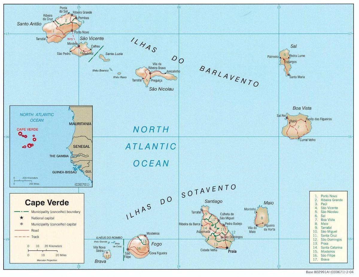 harita Cape Verde gösteriliyor 