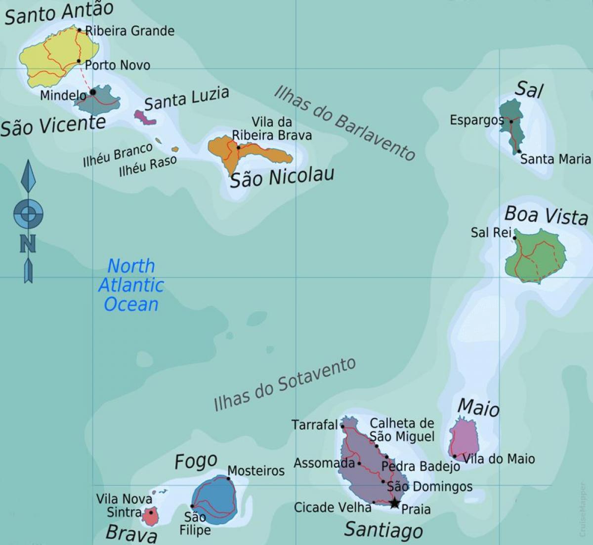Cape Verde Adaları harita konumu