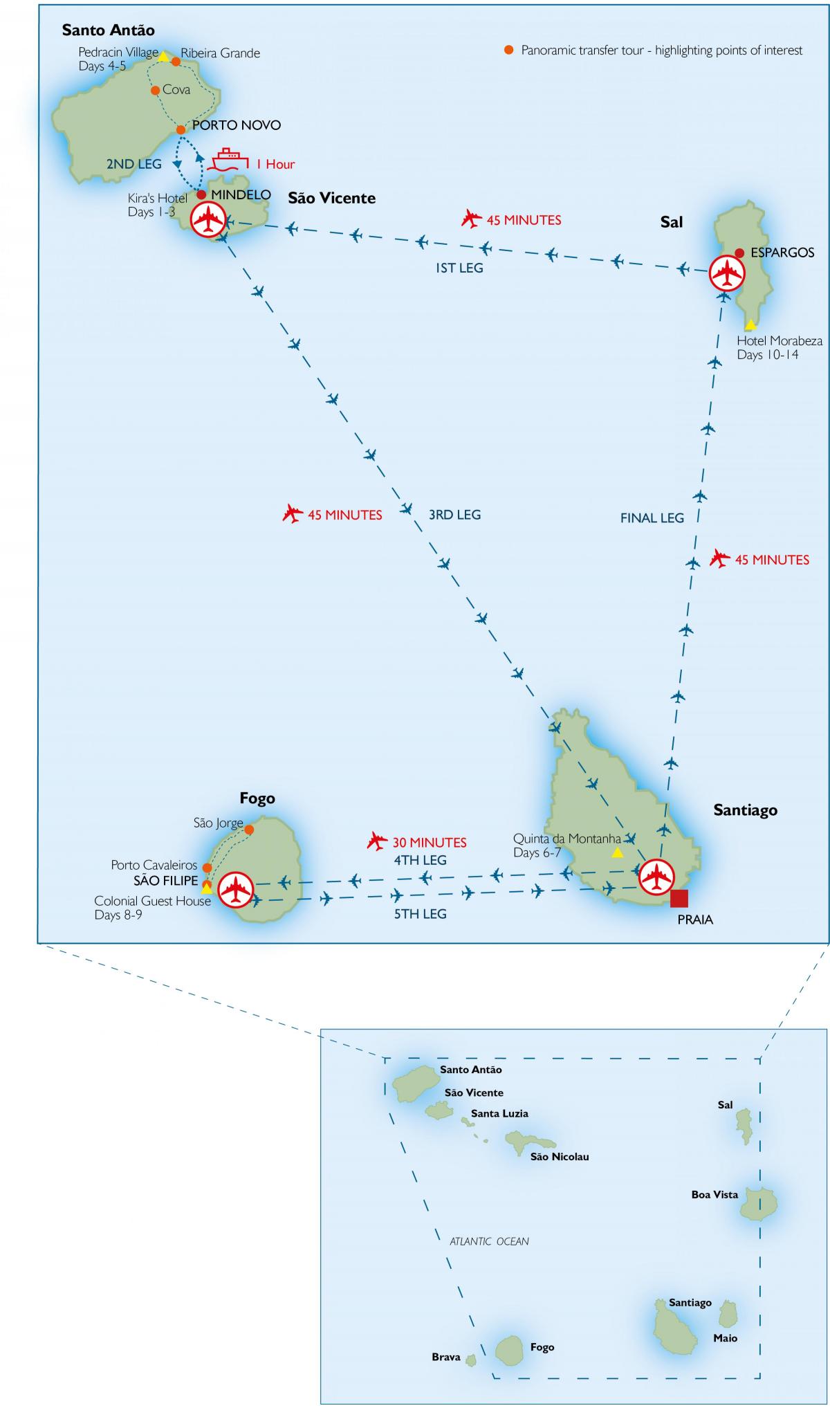 Cape Verde haritası havaalanları